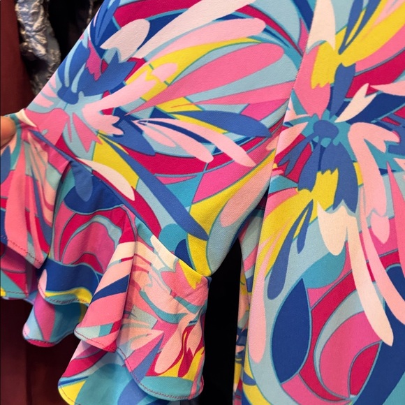 Pappagallo Multicolor Floral Print Dress in Blue, Pink & Yellow - Picture 3 of 3